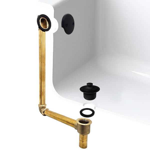 22 in. Direct Connect 17-Gauge Brass Waste and Overflow with Twist and Close Drain Trim Matte Black