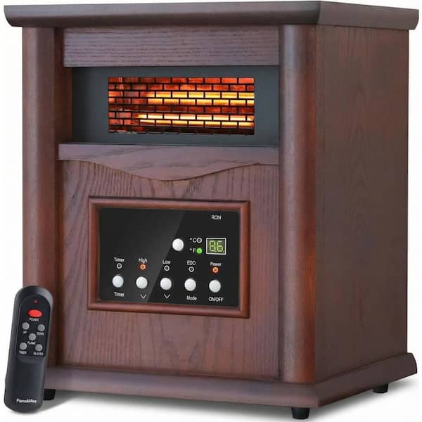 1500W Electric Infrared Radiant Cabinet Space Heater for Indoor Use with Remote Control in Dark