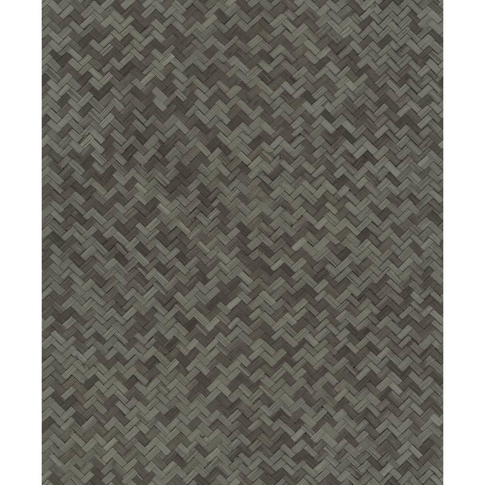 Woven Rattan Anthracite Matte Finish Vinyl on Non-Woven Non-Pasted Wallpape
