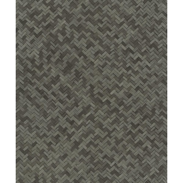 Unbranded Woven Rattan Anthracite Matte Finish Vinyl on Non-Woven Non-Pasted Wallpaper Roll