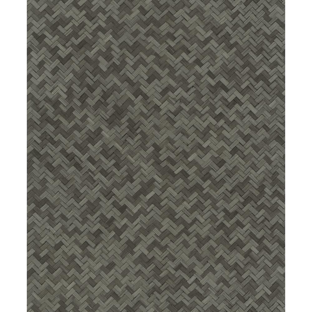 Woven Rattan Anthracite Matte Finish Vinyl on Non-Woven Non-Pasted Wallpape