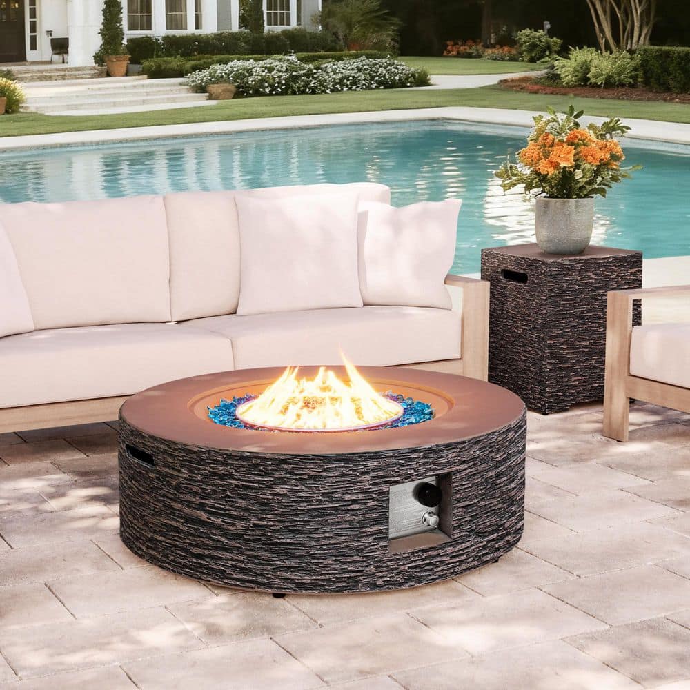42-Inch Round Magnesium Oxide Gas Fire Pit Table, Includes Tank Cover, Brown price history on PriceWatchPro