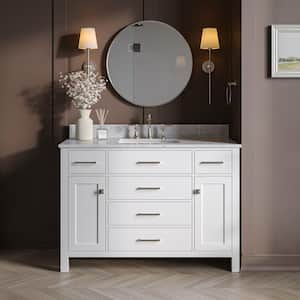 ARIEL Hamlet 49 in. W x 22 in. D x 35.25 in. H Bath Vanity in White with  Carrara White Marble Vanity Top F049SCW2RVOWHT - The Home Depot