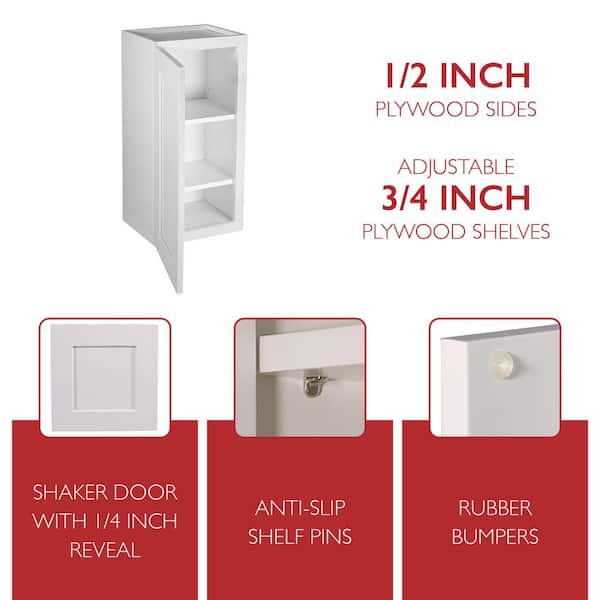 Design House Brookings Plywood Ready to Assemble Shaker 18x24x12 in. 1-Door Wall Kitchen Cabinet in White