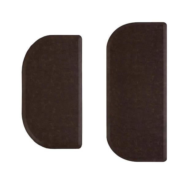 Chef Gear Clarance Brown 17.5 in. x 48 in. Floral Synthetic 2-Piece Kitchen Mat Set