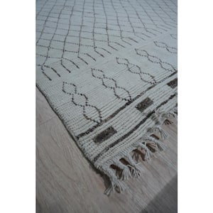 Ivory 10 ft. x 14 ft. Hand-Knotted Wool Classic Moroccan Design Rug Area Rug