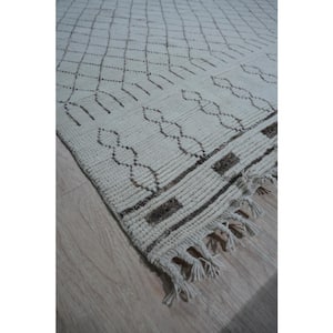 Ivory  8 ft. x 10 ft. Hand-Knotted Wool Classic Moroccan Design Rug Area Rug