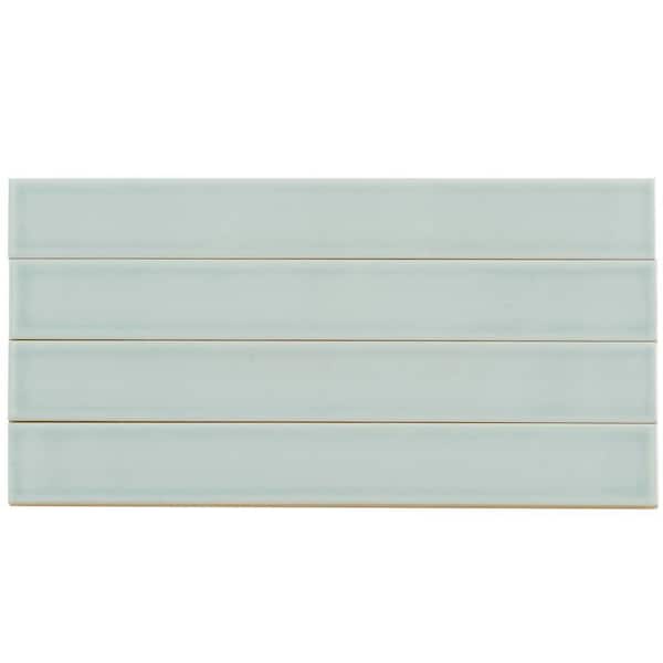Horizonte 2 in. x 16 in. Glossy Pastel light Blue Ceramic Subway Wall Tile (10.76 sq. ft./case)-50 Pack