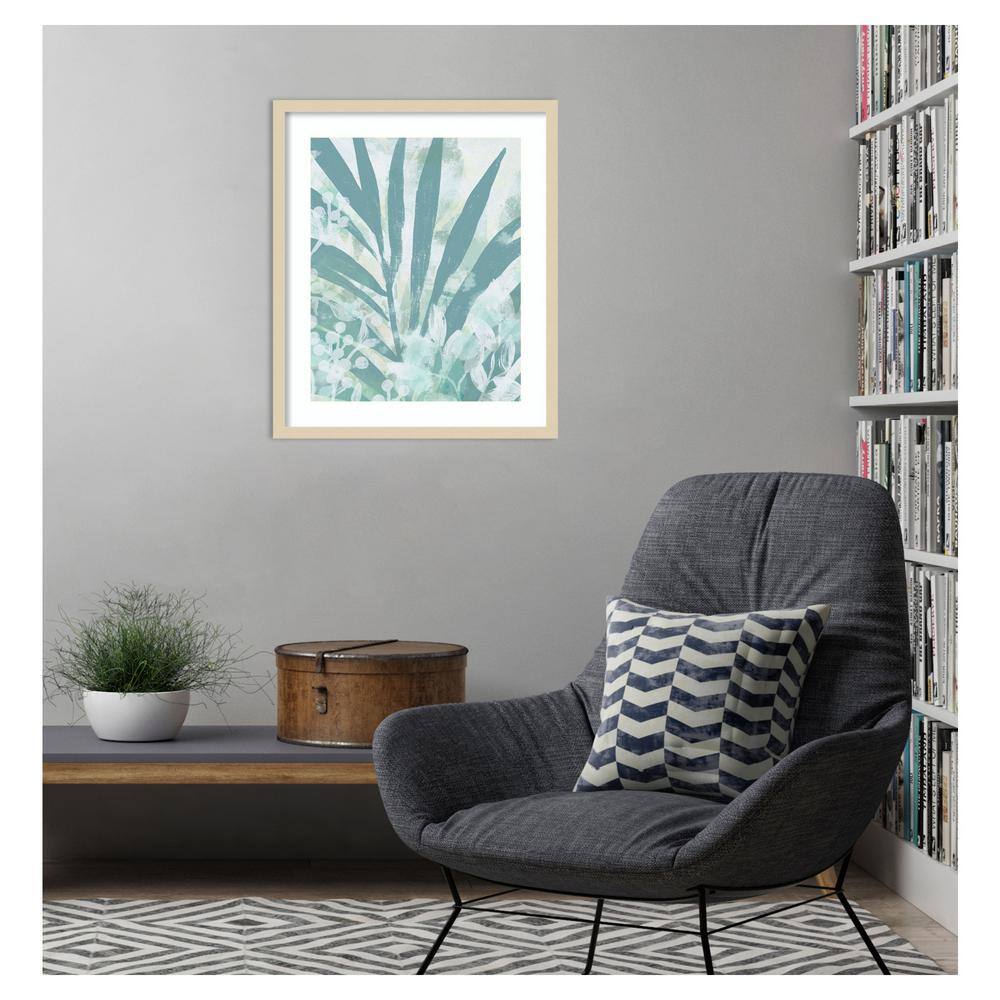 Aqua Palms II Abstract Botanical Framed Wall Art in Svelte Natural