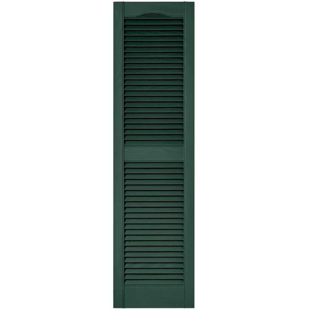 Builders Edge - 15 in. x 55 in. Louvered Vinyl Exterior Shutters Pair in #028 Forest Green