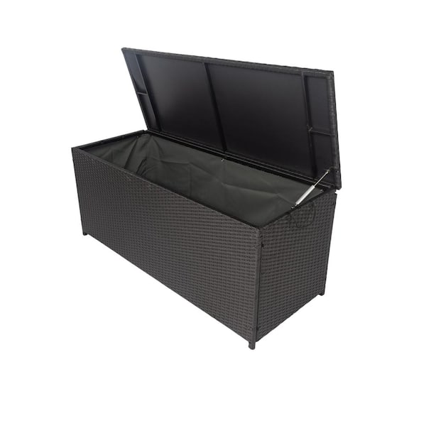 Unbranded 113 Gal. Wicker Patio Deck Box with Lid, Outdoor Cushion Storage Container Bin