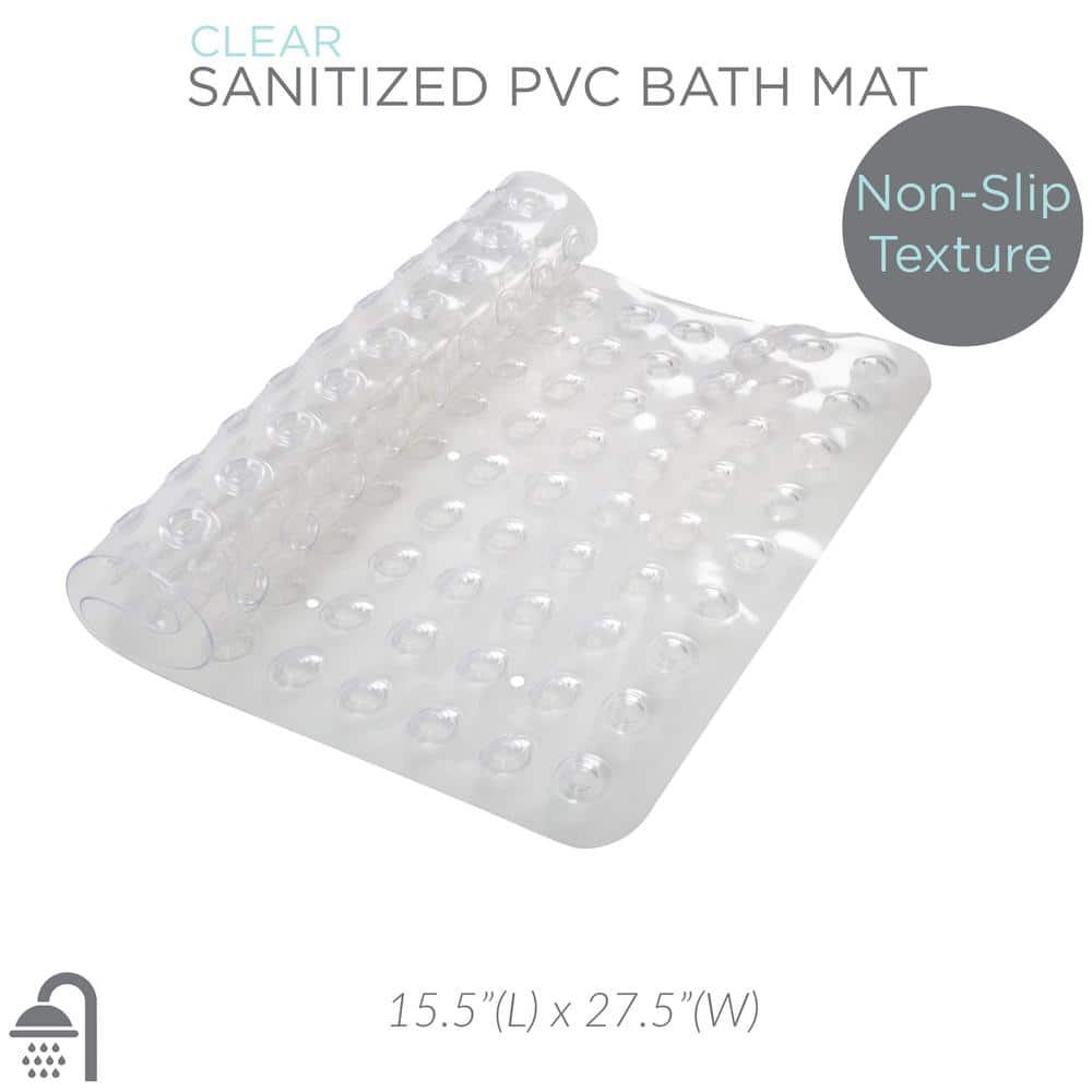 Clear Antimicrobial Non-Slip PVC Shower Mat