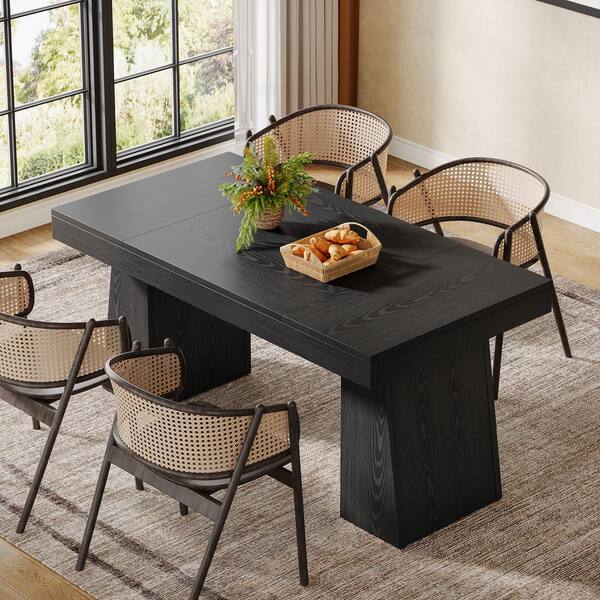 BYBLIGHT Sealey Farmhouse Black Wood 55.1 in. Pedestal BYBLIGHT Sealey Farmhouse Black Wood 55.1 in. Pedestal