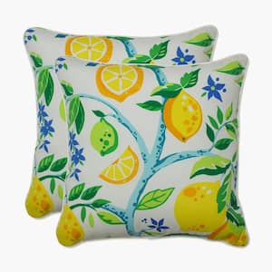 Yellow Square Outdoor Square Throw Pillow 2-Pack