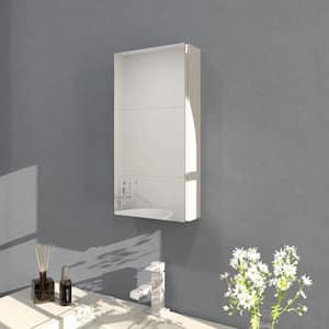 Flicker 12 in. W x 24 in. H Rectangular Aluminum or Surface-Mount Beveled Medicine Cabinet Mirror in Silver