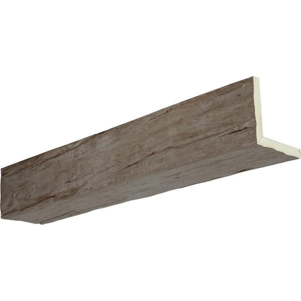 Ekena Millwork 6 in. x 8 in. x 14 ft. 2-Sided (L-Beam) Riverwood Natural Honey Dew Faux Wood Ceiling Beam