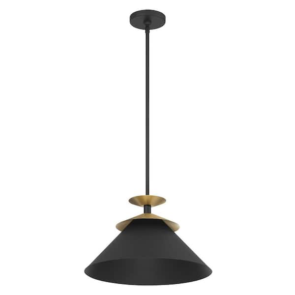 Tremolo 16-inch 1-light Textured Black and Champagne Gold Pendant Light