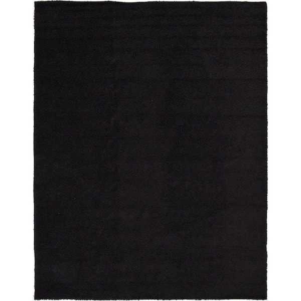Unique Loom Solid Shag Jet Black 10 ft. x 13 ft. Area Rug