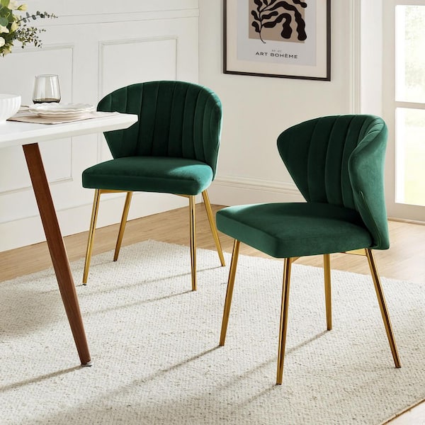 Milia Green Tufted Dining Chair (Set of 2)