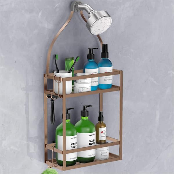 Cubilan Over-the-Shower Bathroom Caddy with Hooks in Bronze HD-B9K - The  Home Depot