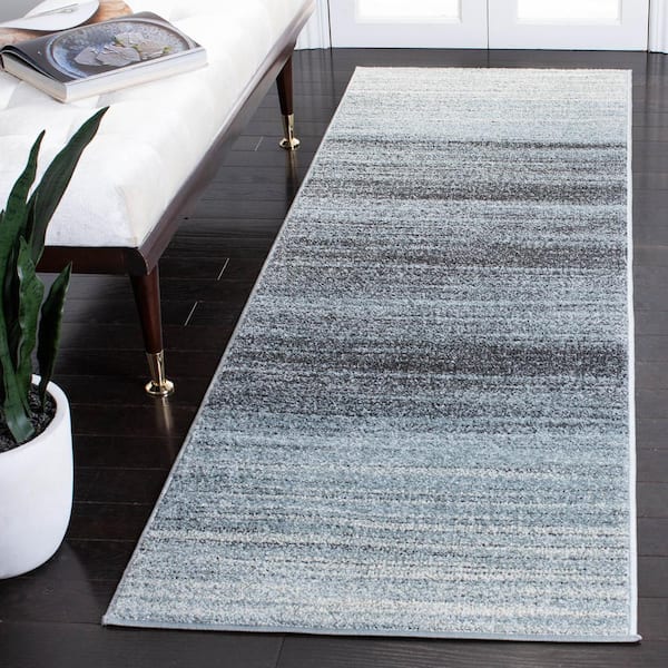 Adirondack 3 ft. x 12 ft. Gray/Light Gray Gradient Runner Rug