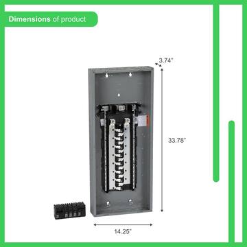 Square D Homeline 225 Amp 30-Space 60-Circuit Indoor Main Lug Plug-On Neutral Load Center w/ Cover, Ground Bar(HOM3060L225PGCVP) HOM3060L225PGCVP