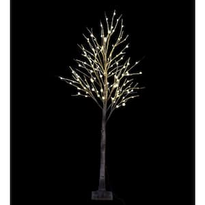 8 ft. Pre-Lit LED Birch Tree with Natural Wild and 132 Warm White LED Lights