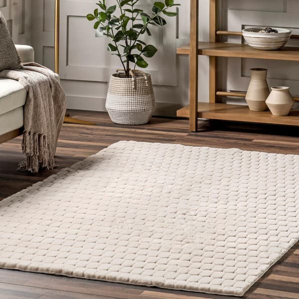 nuLOOM Nia Machine Washable Beige 2 ft. x 8 ft. Solid Runner