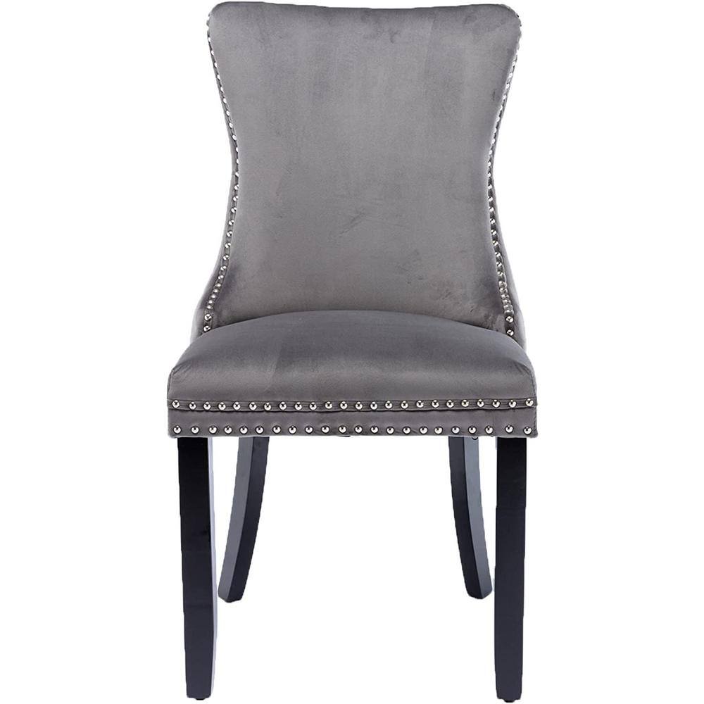 Buy Gray Velvet Upholstered Dining Chairs Side Chairs Set of 2 Accent