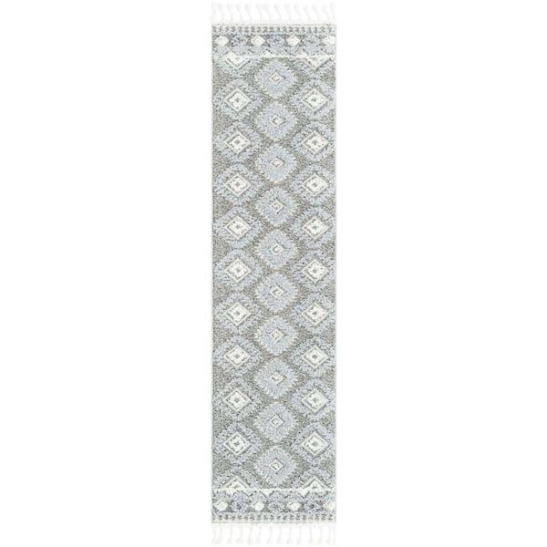 Unique Loom Boho Gigi Gray 2 ft. x 8 ft. Area Rug