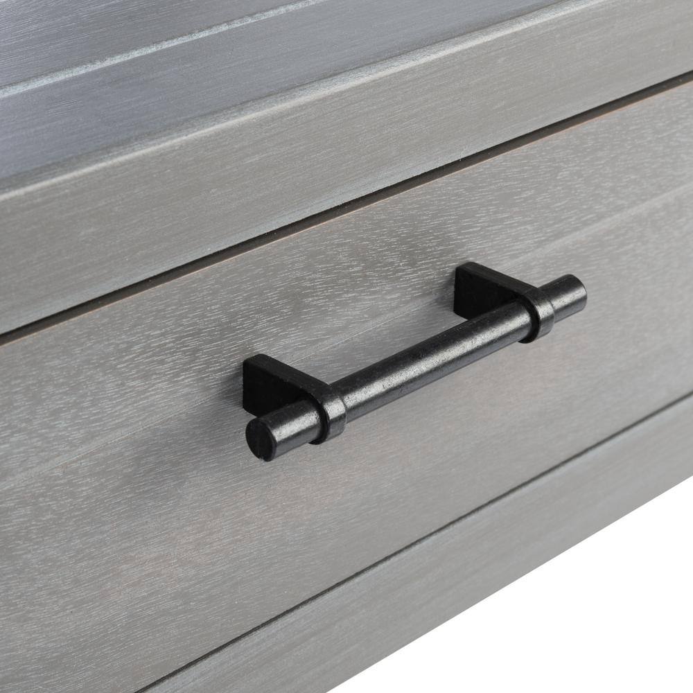 Elegant Whitewashed Grey 40" Metal & Wood Console Table with Storage