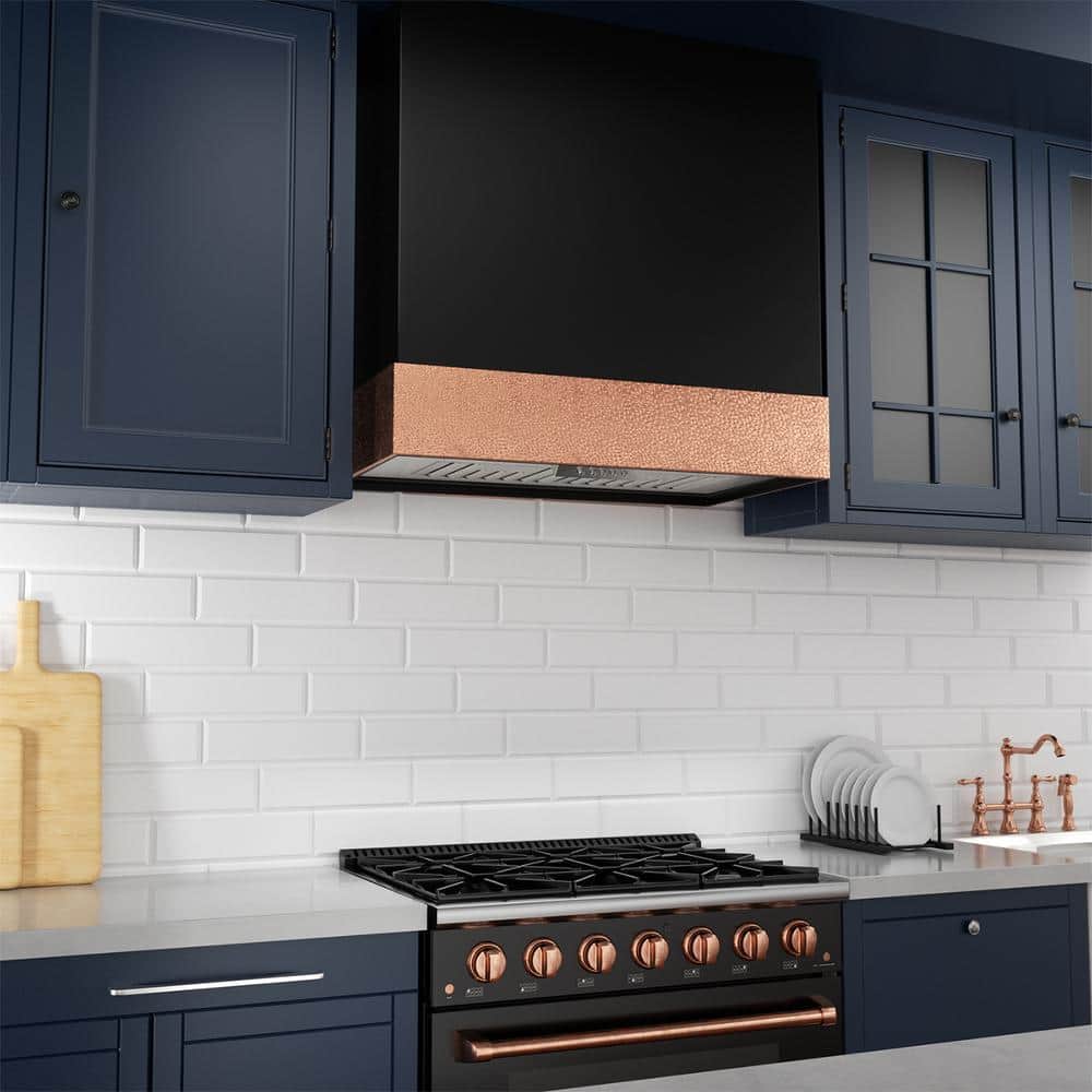 Black and Copper Wall Mounted Stainless Steel Range Hood