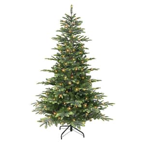 7 .5 ft. Pre-Lit Aspen Green Fir Artificial Christmas Tree, 1319 PE/PVC Tips, 600 Color Select LED Lights