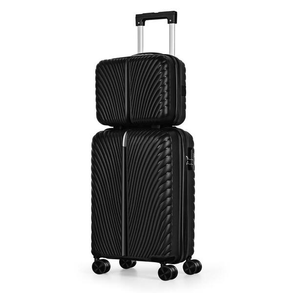 HIKOLAYAE 2-Piece ABS Luggage Set with Locks, Includes Carry-On 14 in. and 20 in. Spinner Suitcases Black