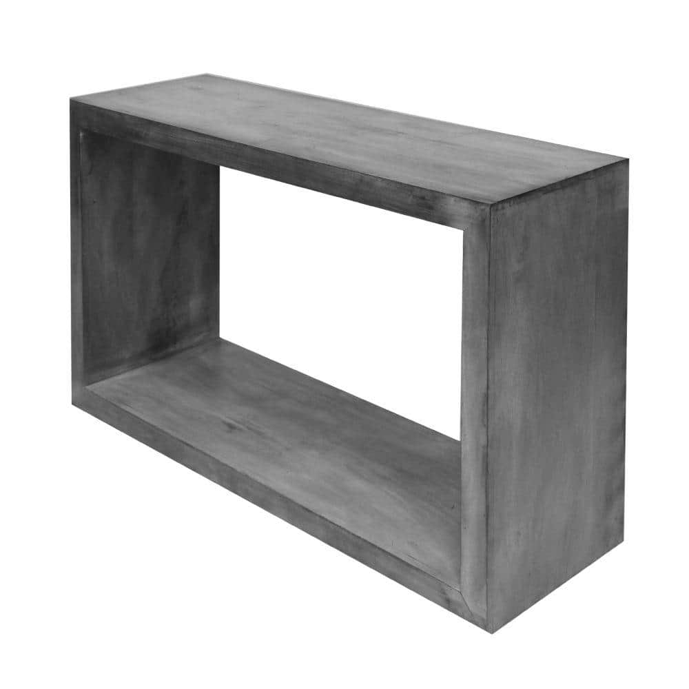 Retro Charcoal Gray 52" Mango Wood Console Table with Open Shelf