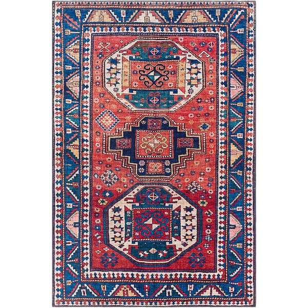 Livabliss Marzel Red/Blue 5 ft. x 7 ft. 6 in. Area Rug