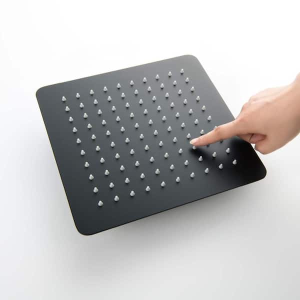 Cube 1-Spray Patterns with 1.75 GPM 10 in. Wall Mount Rain Fixed Shower Head with Easy to Install in Matte Black