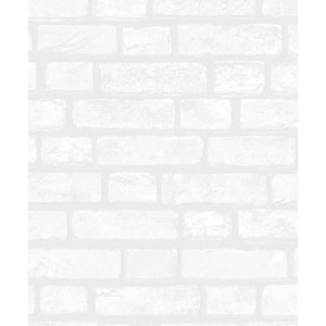Off-White Vintage Brick Paintable Paper Unpasted Wallpaper Roll (Covers 57.5 sq. ft.)