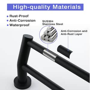 Stainless Steel 24 in. Wall Mounted Double Towel Bar Towel Rack in Matte Black