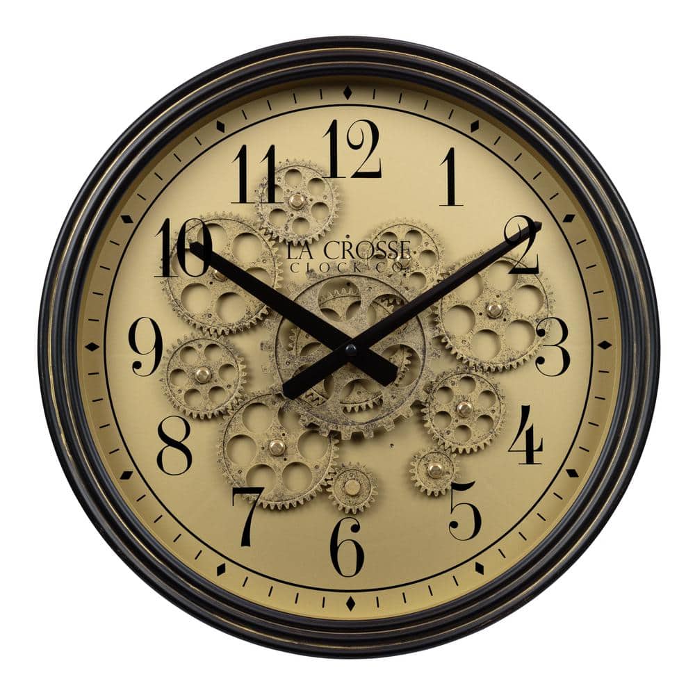 La Crosse Clock 15 in. Oil-Rubbed Bronze Quartz Analog Wall Clock