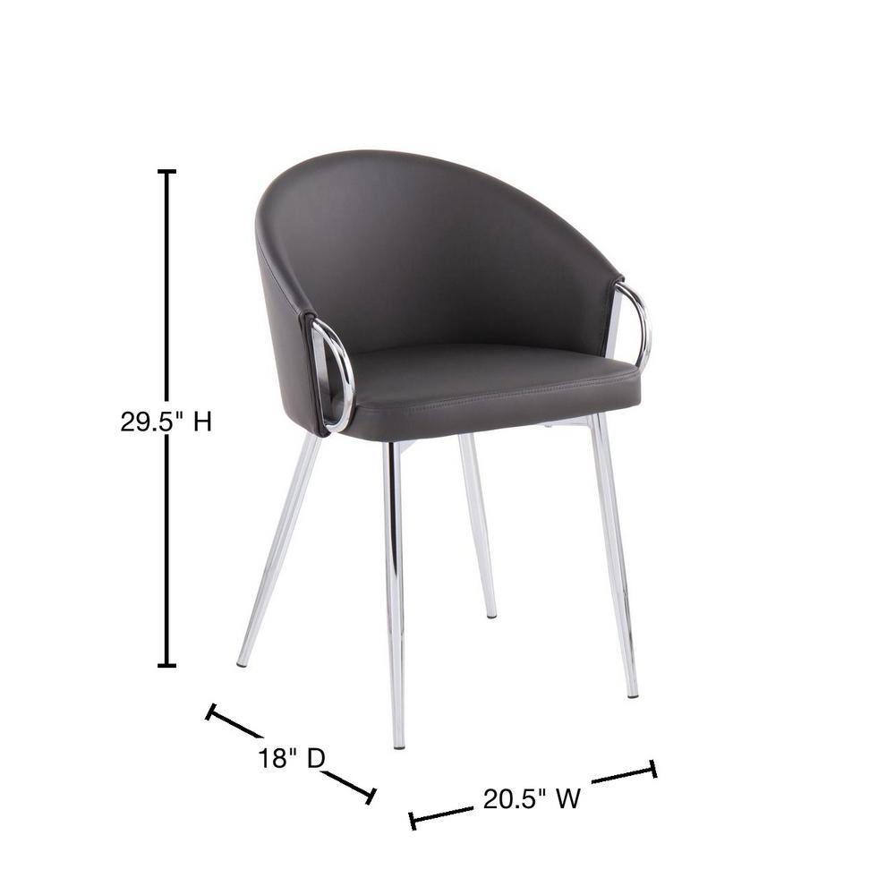 Claire Modern Silver Metal Frame Chair with Grey Faux Leather