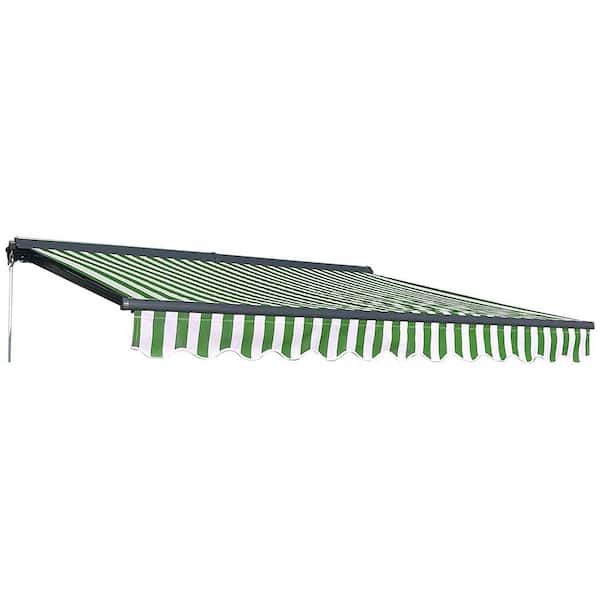 ALEKO 10 ft. Half Cassette Retractable Awning (96 in. Projection) in Green and White