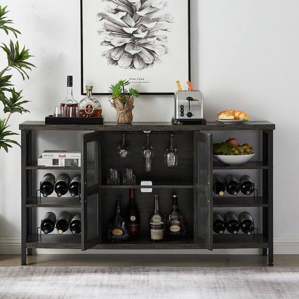 bar buffet with wine rack