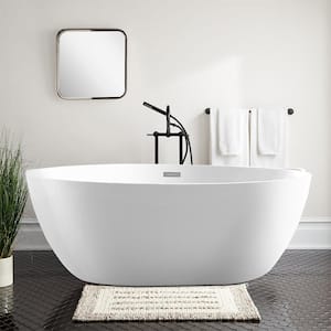 Amiens 69 in. Acrylic Flatbottom Freestanding Bathtub in White/Polished Chrome