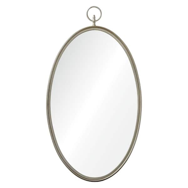 NOTRE DAME DESIGN Medium Oval Silver Shatter Resistant Classic Mirror (40 in. H x 22 in. W)