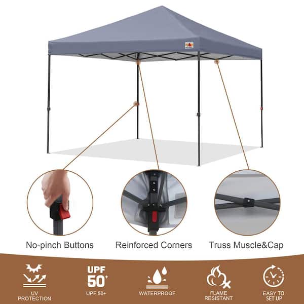 ABCCANOPY 10 ft. x 10 ft. Grey Instant Pop Up Canopy Tent