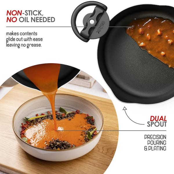 EATEX Black Ceramic Aluminum Nonstick Pasta Pot with Strainer and