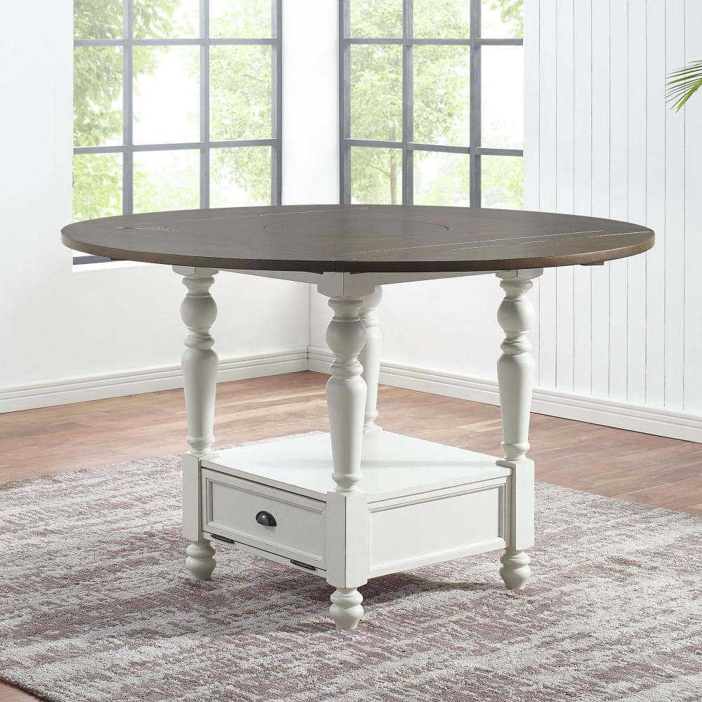 Ivory and Dark Oak 7-Piece Counter Height Dining Set
