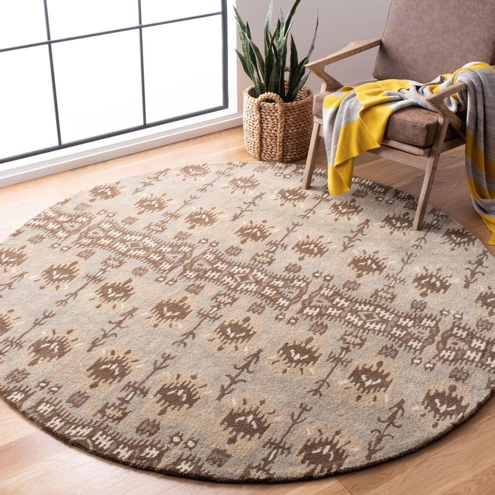 Wyndham 7 ft. x 7 ft. Round Natural/Multi Geometric Tribal Area Rug price history on PriceWatchPro