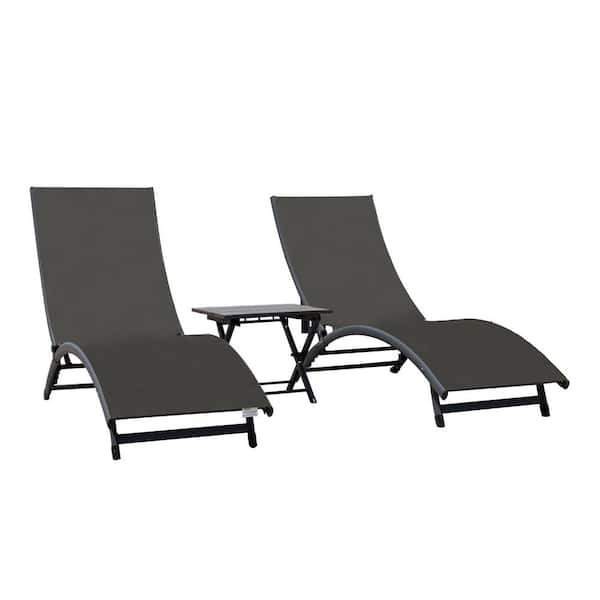 Vivere Coral Springs Grey 3-Piece Aluminum Outdoor Chaise Lounge CORL3 ...